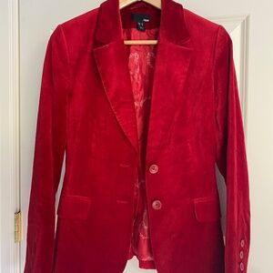 H&M red velvet blazer